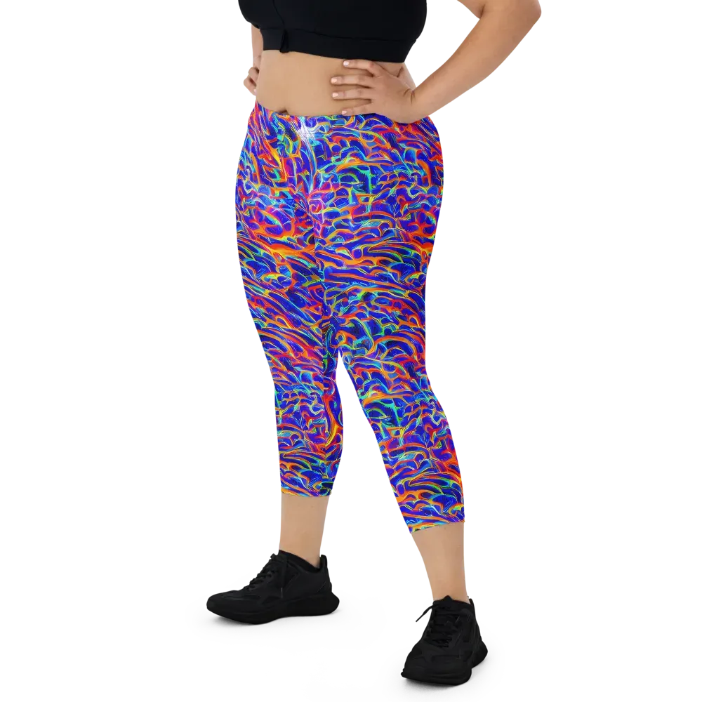 Fluorescent Fury on Capri Leggings — Front