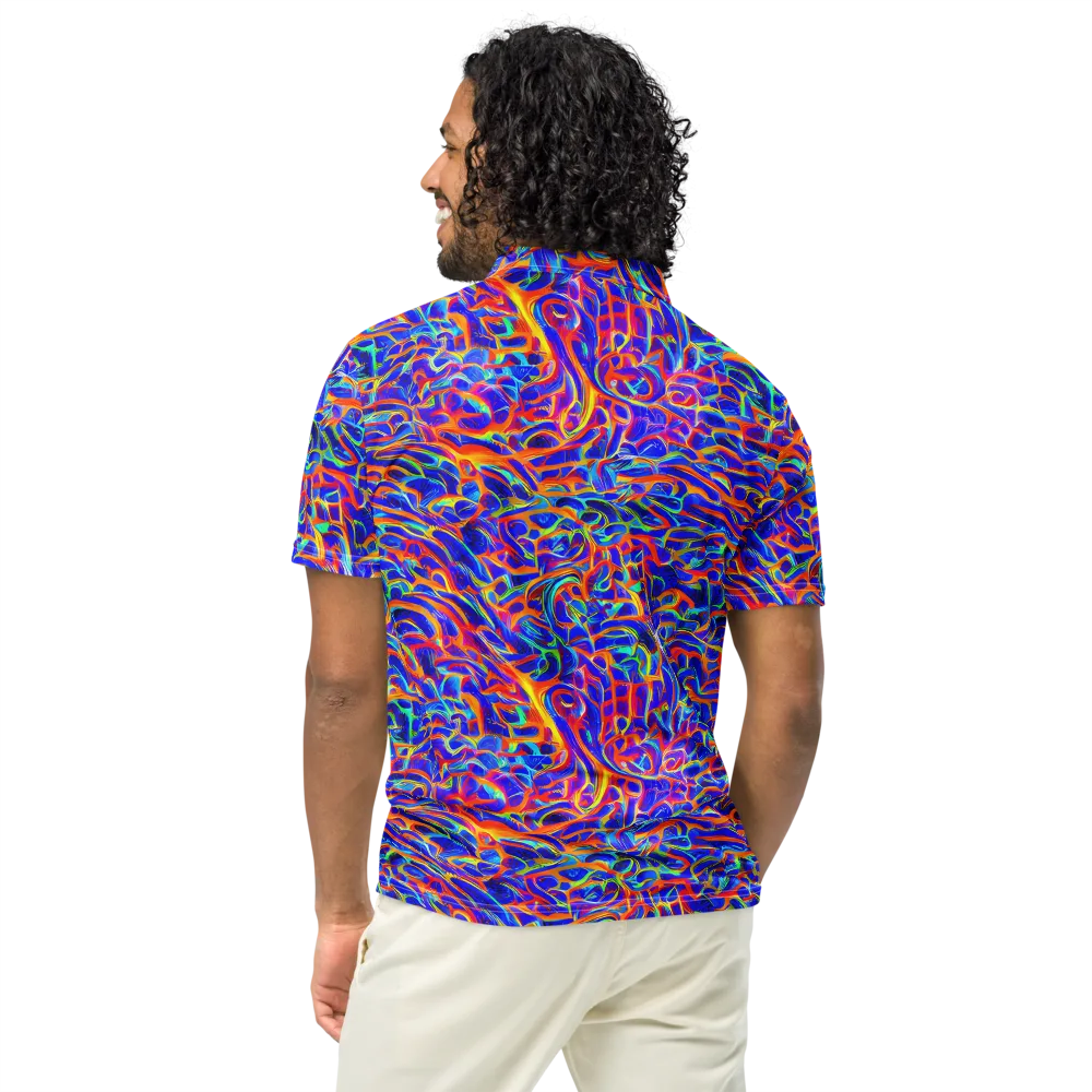 Fluorescent Fury on Men's Slim Fit Polo Shirt — Back