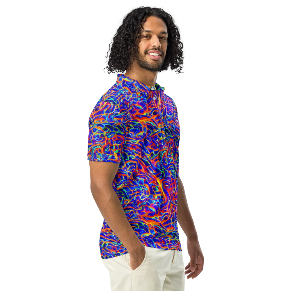 Fluorescent Fury on Men's Slim Fit Polo Shirt — Right Front