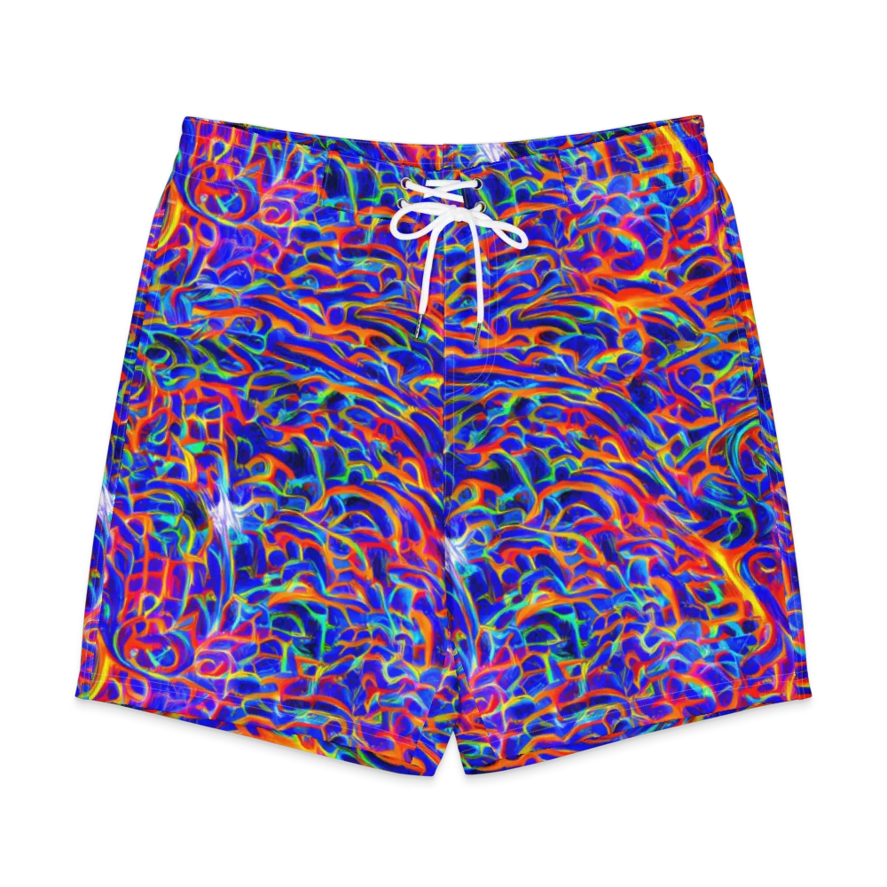 Fluorescent Fury on Men's Board Shorts — Front