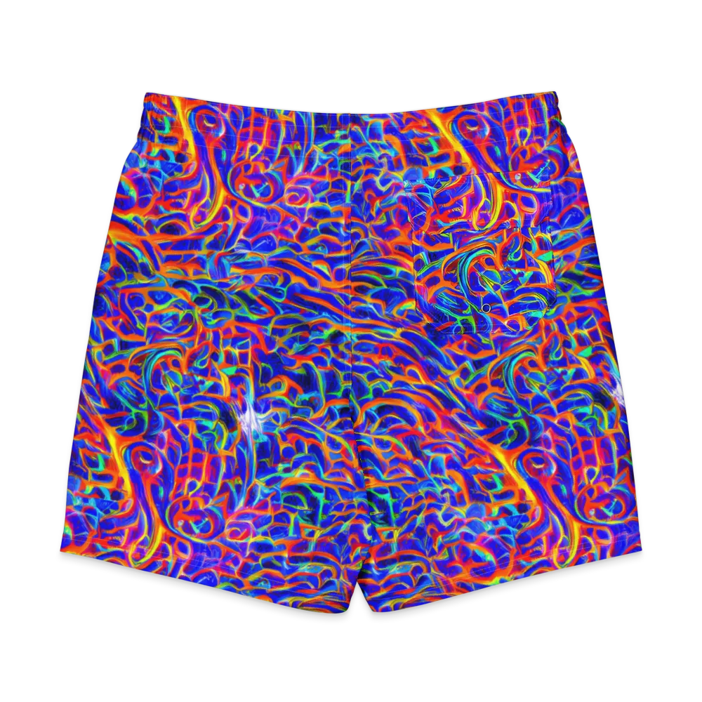 Fluorescent Fury on Men's Board Shorts — Back