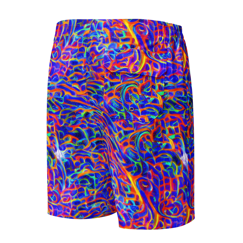 Fluorescent Fury on Men's Board Shorts — Back