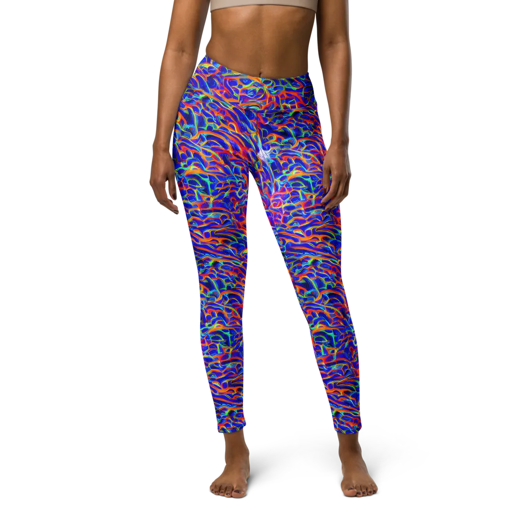 Fluorescent Fury on Yoga Leggings — Front