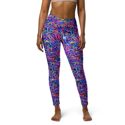 Fluorescent Fury on a Yoga Leggings
