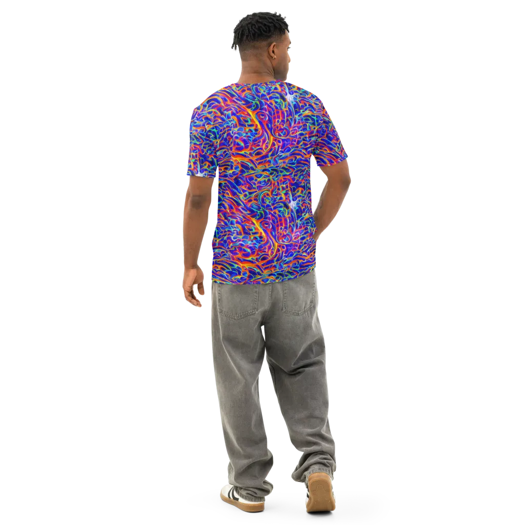 Fluorescent Fury on Men's Cotton Crew Neck T-Shirt — Back