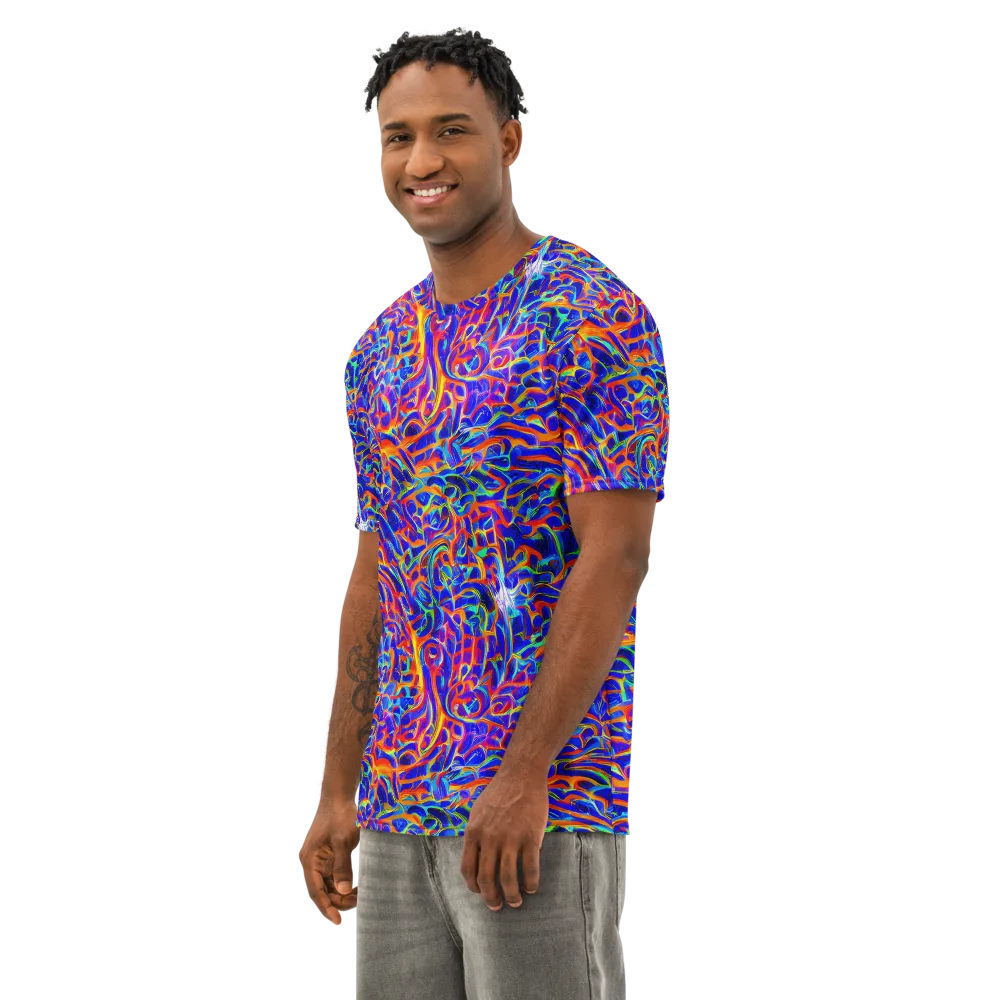 Fluorescent Fury on Men's Cotton Crew Neck T-Shirt — Left Front