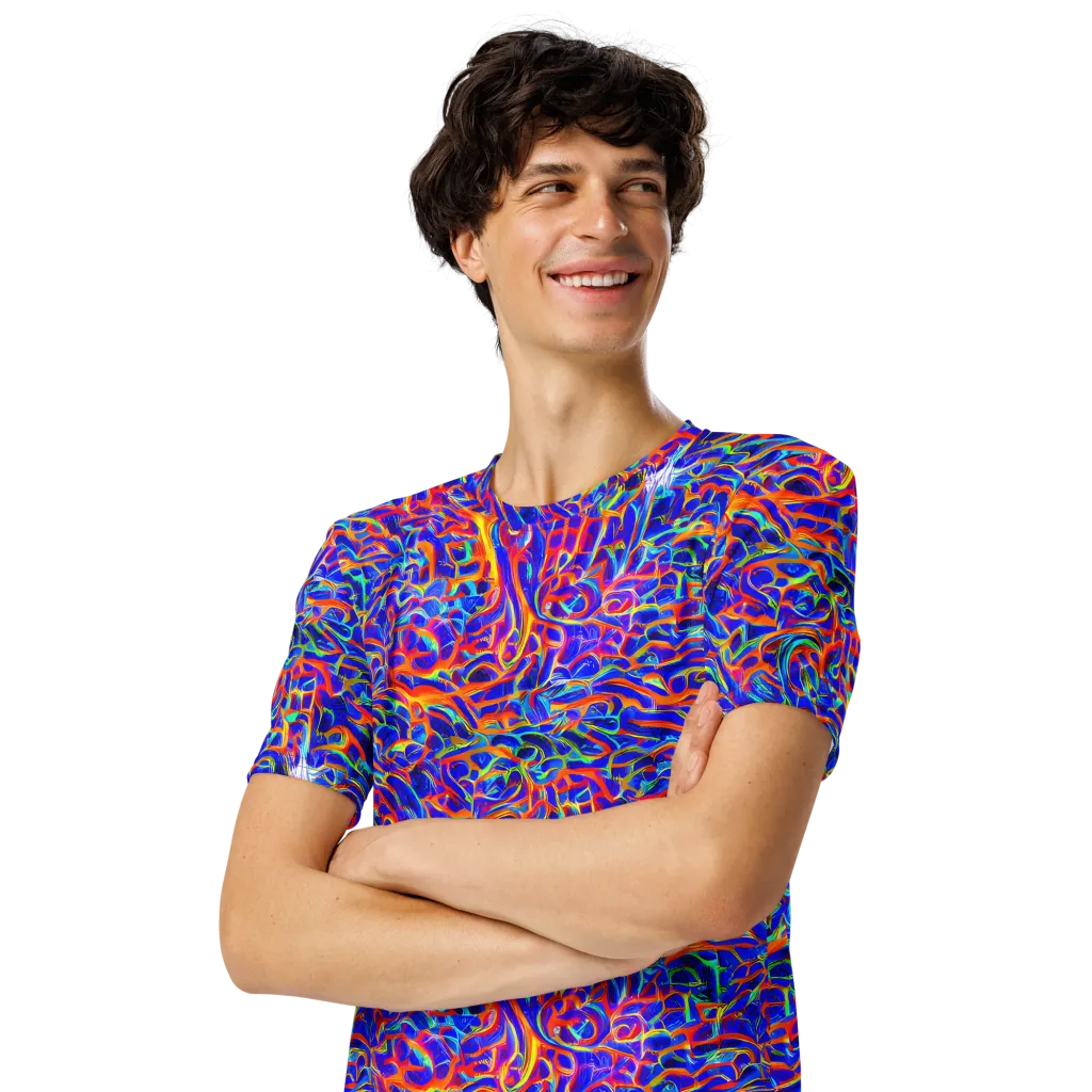 Fluorescent Fury on Men's Crew Neck T-Shirt — Left Front