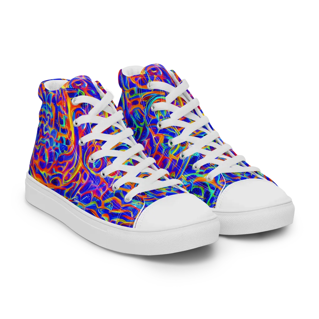Fluorescent Fury on Men's High Top Canvas Shoes — Right Front