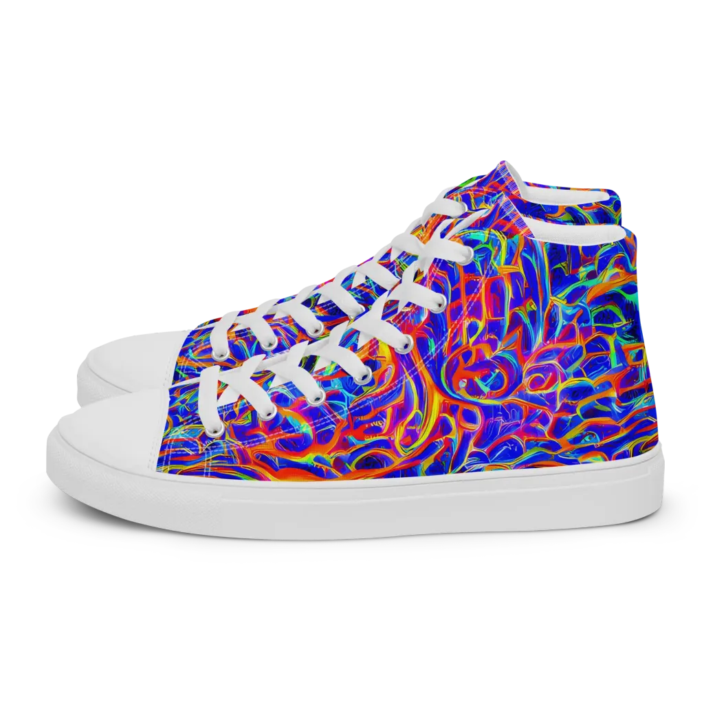 Fluorescent Fury on Men's High Top Canvas Shoes — Left