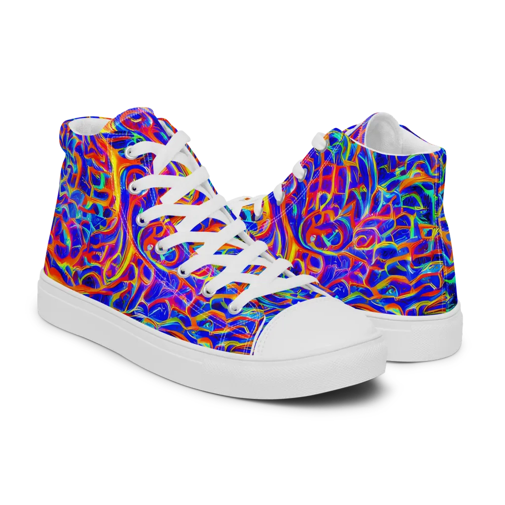 Fluorescent Fury on Men's High Top Canvas Shoes — Right