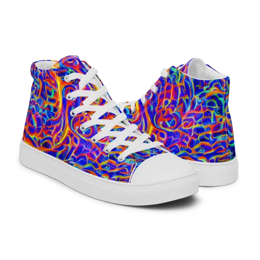 Fluorescent Fury on a Men's High Top Canvas Shoes