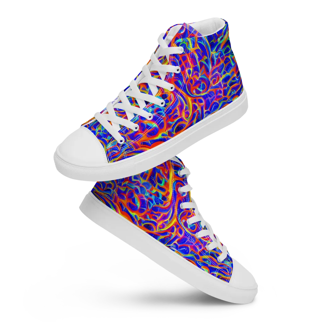 Fluorescent Fury on Men's High Top Canvas Shoes — Front