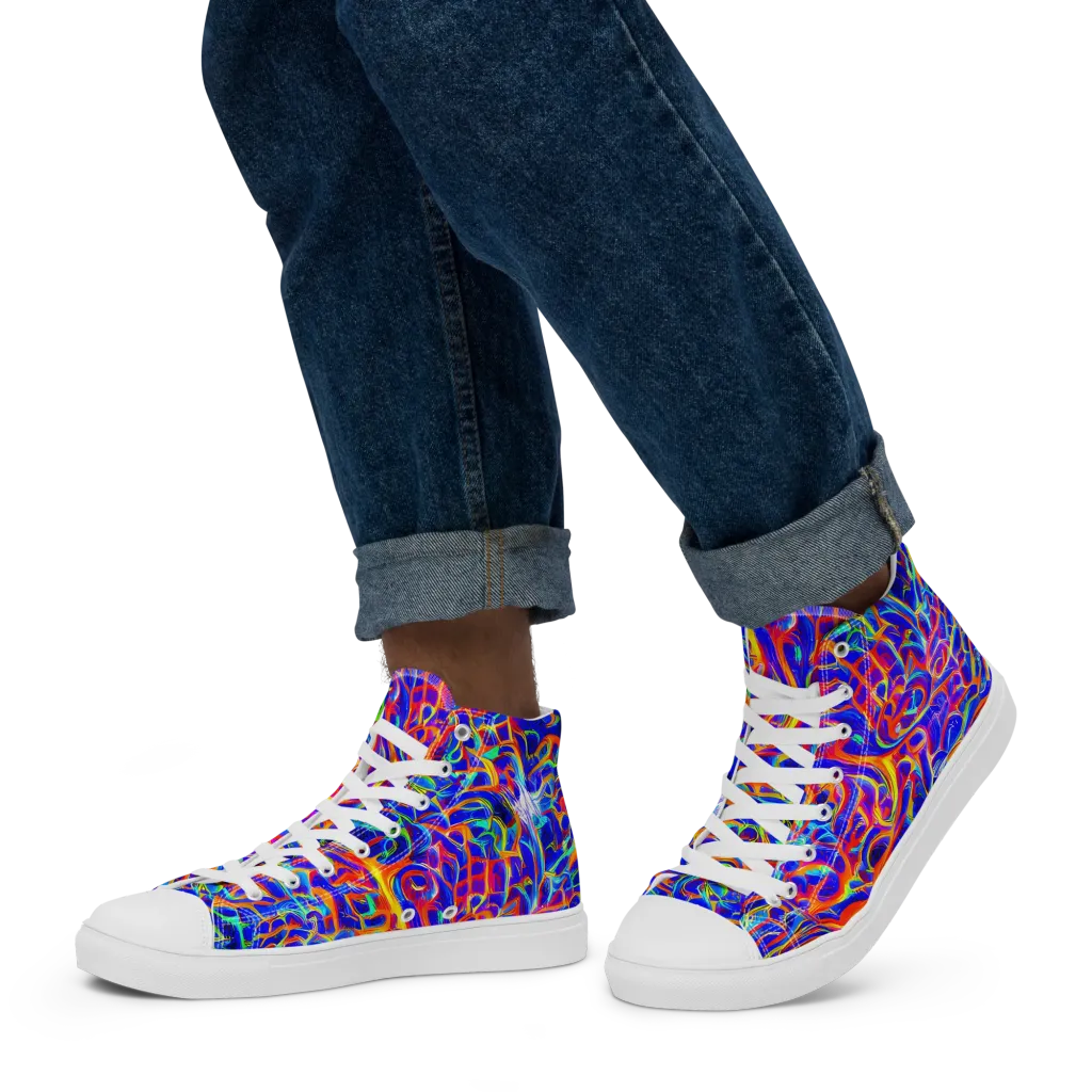Fluorescent Fury on Men's High Top Canvas Shoes — Left