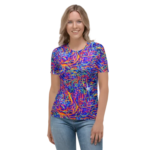 Fluorescent Fury on a Women's Crew Neck T-Shirt