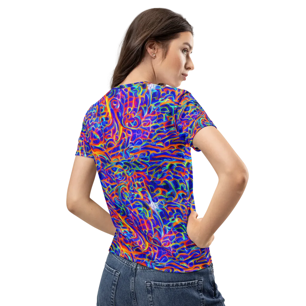Fluorescent Fury on Women's Crew Neck T-Shirt — Back