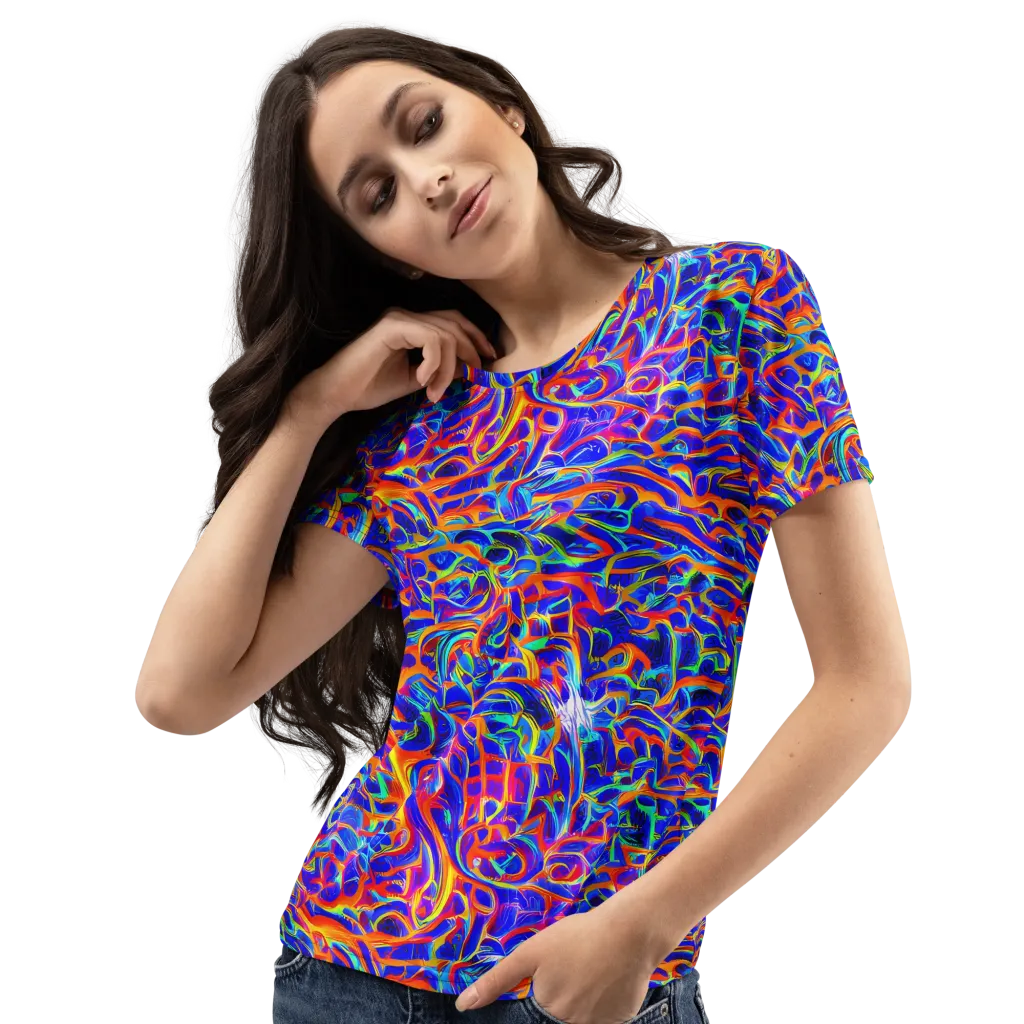 Fluorescent Fury on Women's Crew Neck T-Shirt — Left Front