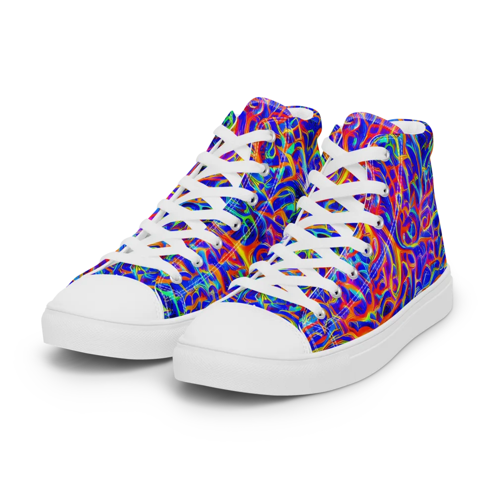 Fluorescent Fury on Women's High Top Canvas Shoes — Left Front