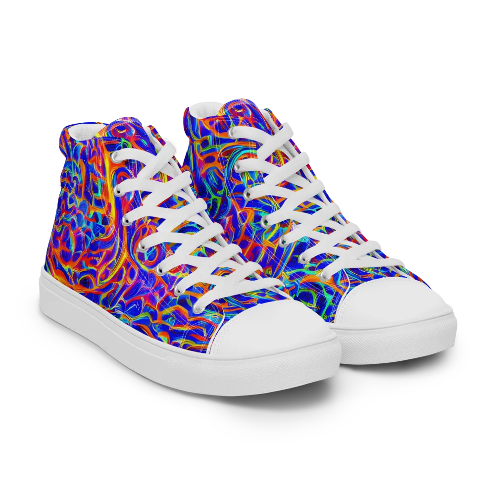 Fluorescent Fury on Women's High Top Canvas Shoes — Right Front