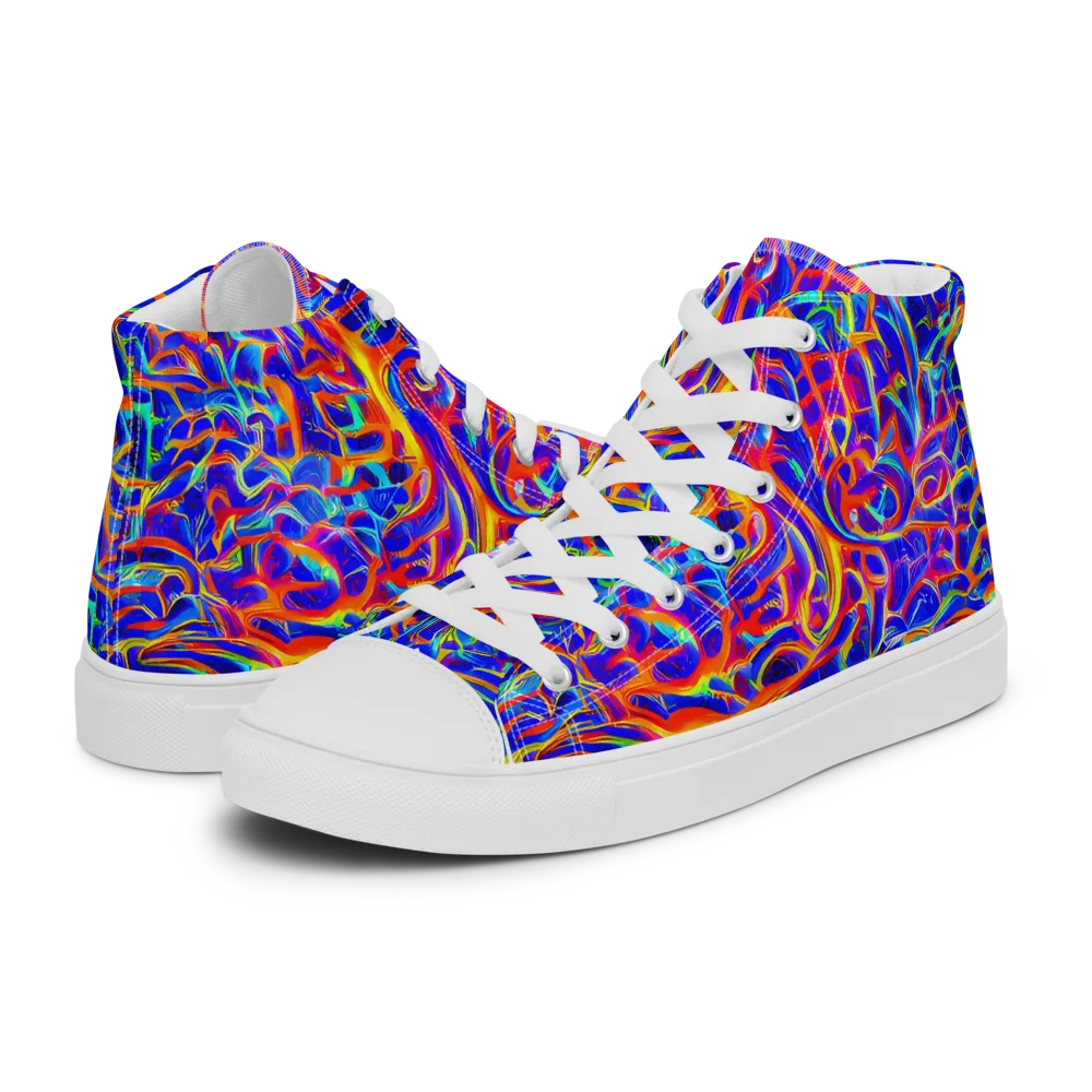 Fluorescent Fury on Women's High Top Canvas Shoes — Left