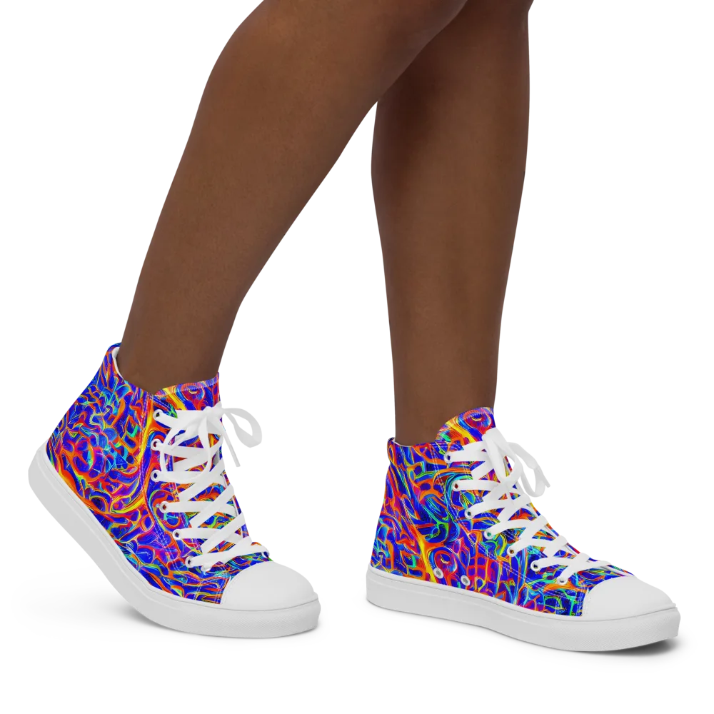 Fluorescent Fury on Women's High Top Canvas Shoes — Right