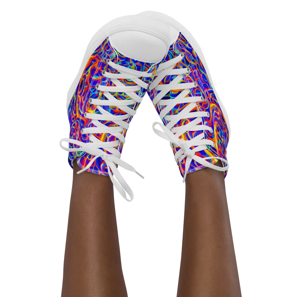 Fluorescent Fury on Women's High Top Canvas Shoes — Front
