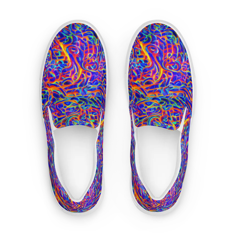 Fluorescent Fury on Men's Slip-On Canvas Shoes — Front
