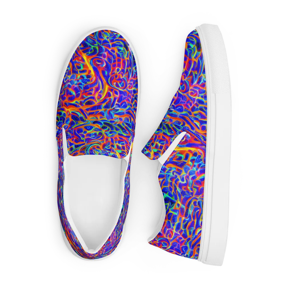Fluorescent Fury on Men's Slip-On Canvas Shoes — Front