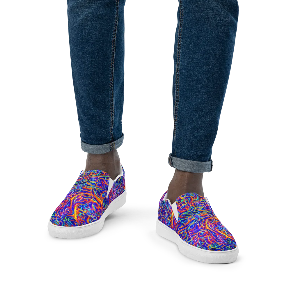 Fluorescent Fury on Men's Slip-On Canvas Shoes — Front