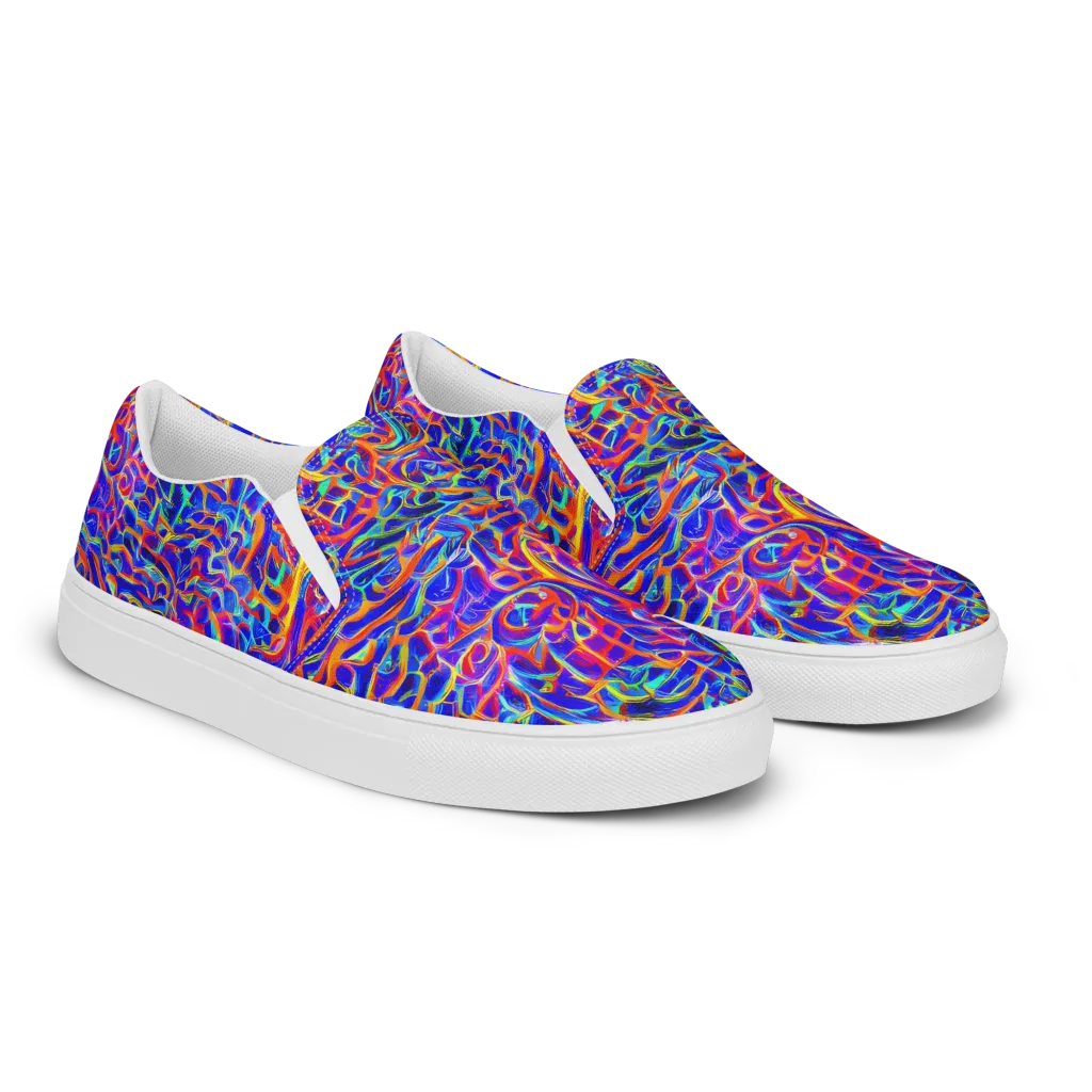 Fluorescent Fury on Women's Slip-On Canvas Shoes — Right Front