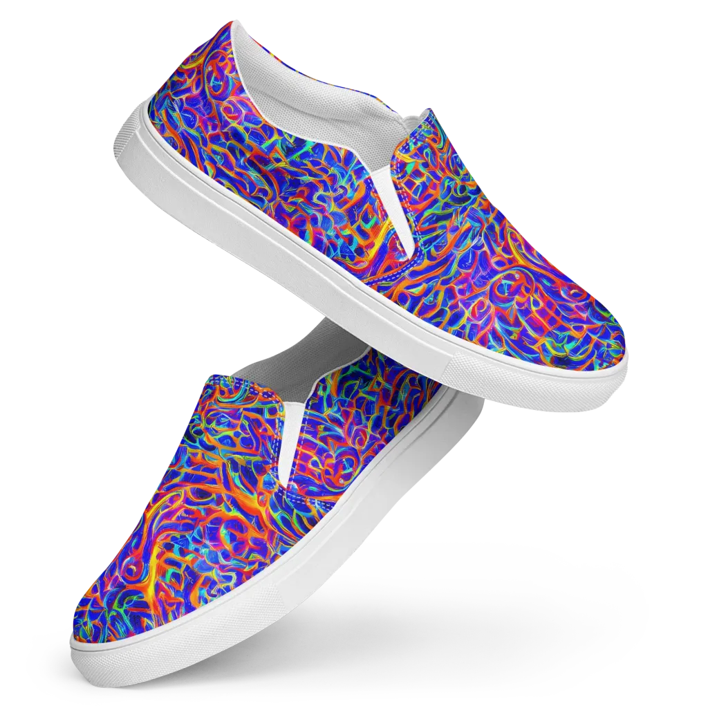 Fluorescent Fury on Women's Slip-On Canvas Shoes — Front