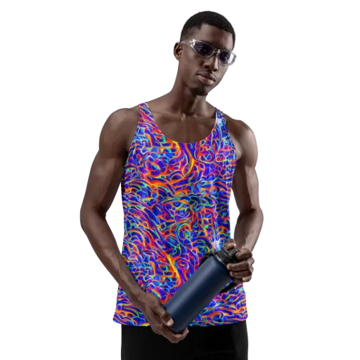 Fluorescent Fury on a Men's Tank Top