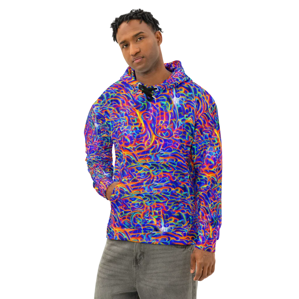 Fluorescent Fury on Cotton Hoodie — Left Front
