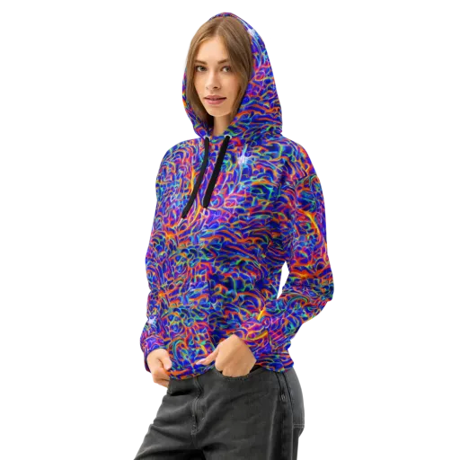 Fluorescent Fury on a Cotton Hoodie
