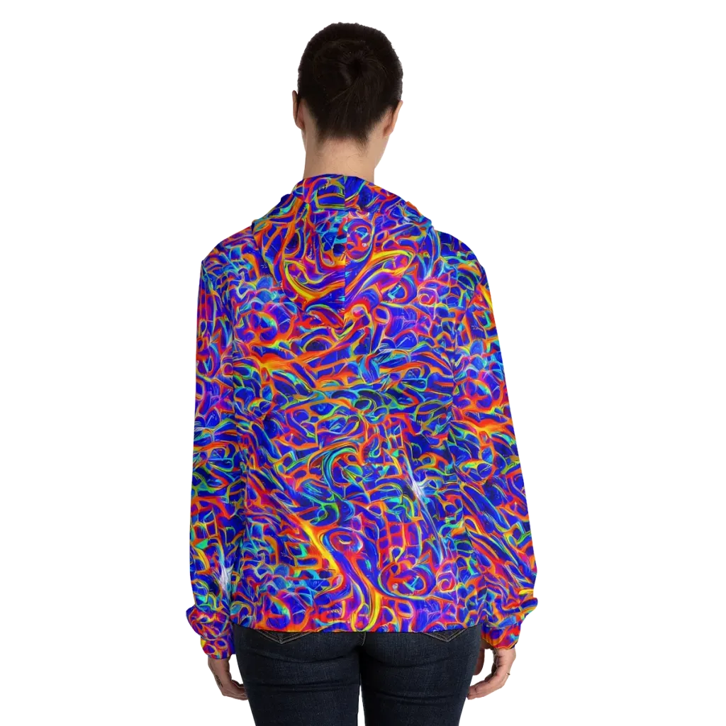 Fluorescent Fury on Women's Full-Zip Hoodie — Back On Person