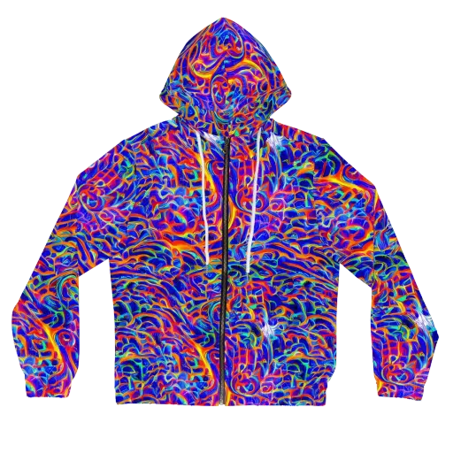 Fluorescent Fury on a Women's Full-Zip Hoodie