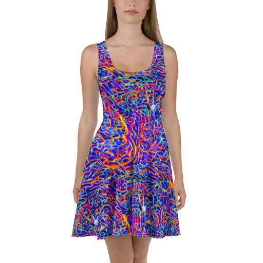 Fluorescent Fury on a Skater Dress