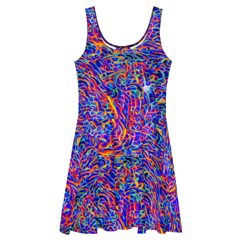 Fluorescent Fury on Skater Dress — Front