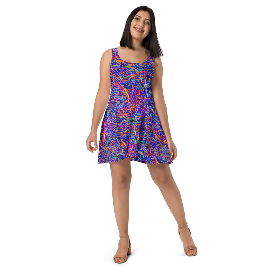 Fluorescent Fury on Skater Dress — Front