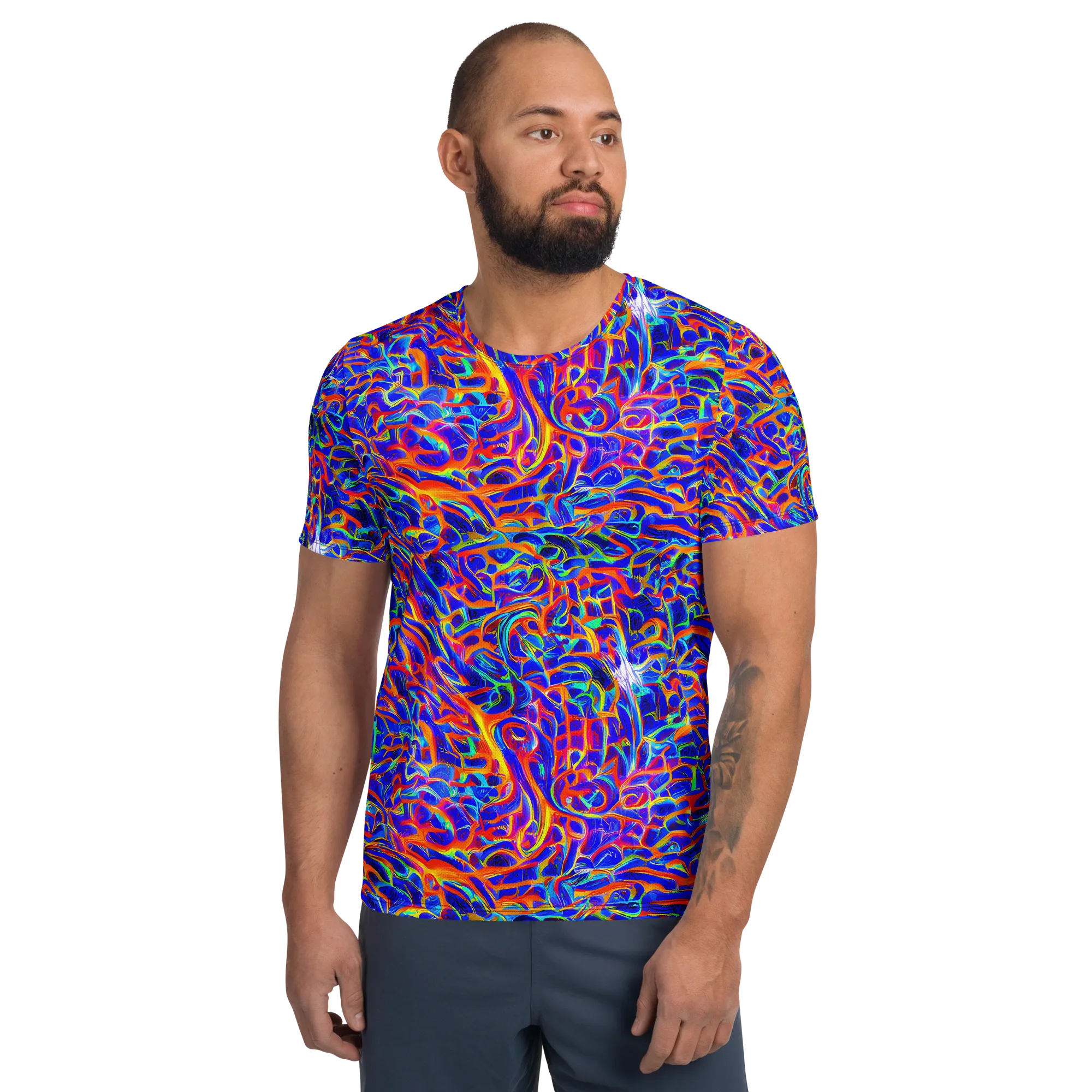 Fluorescent Fury on Men's Athletic T-Shirt — Front