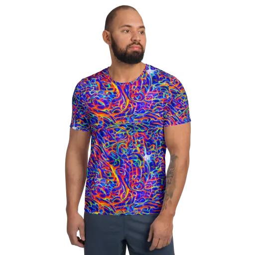 Fluorescent Fury on a Men's Athletic T-Shirt