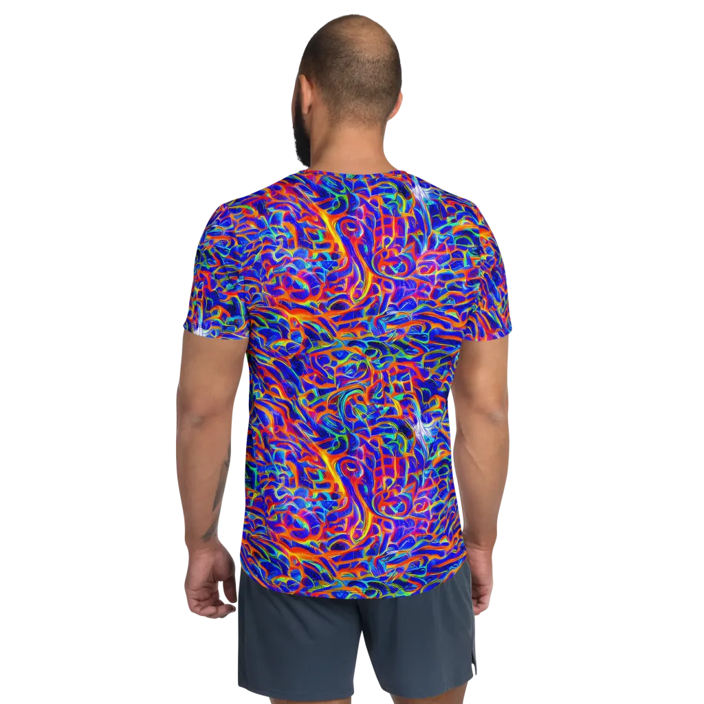 Fluorescent Fury on Men's Athletic T-Shirt — Back