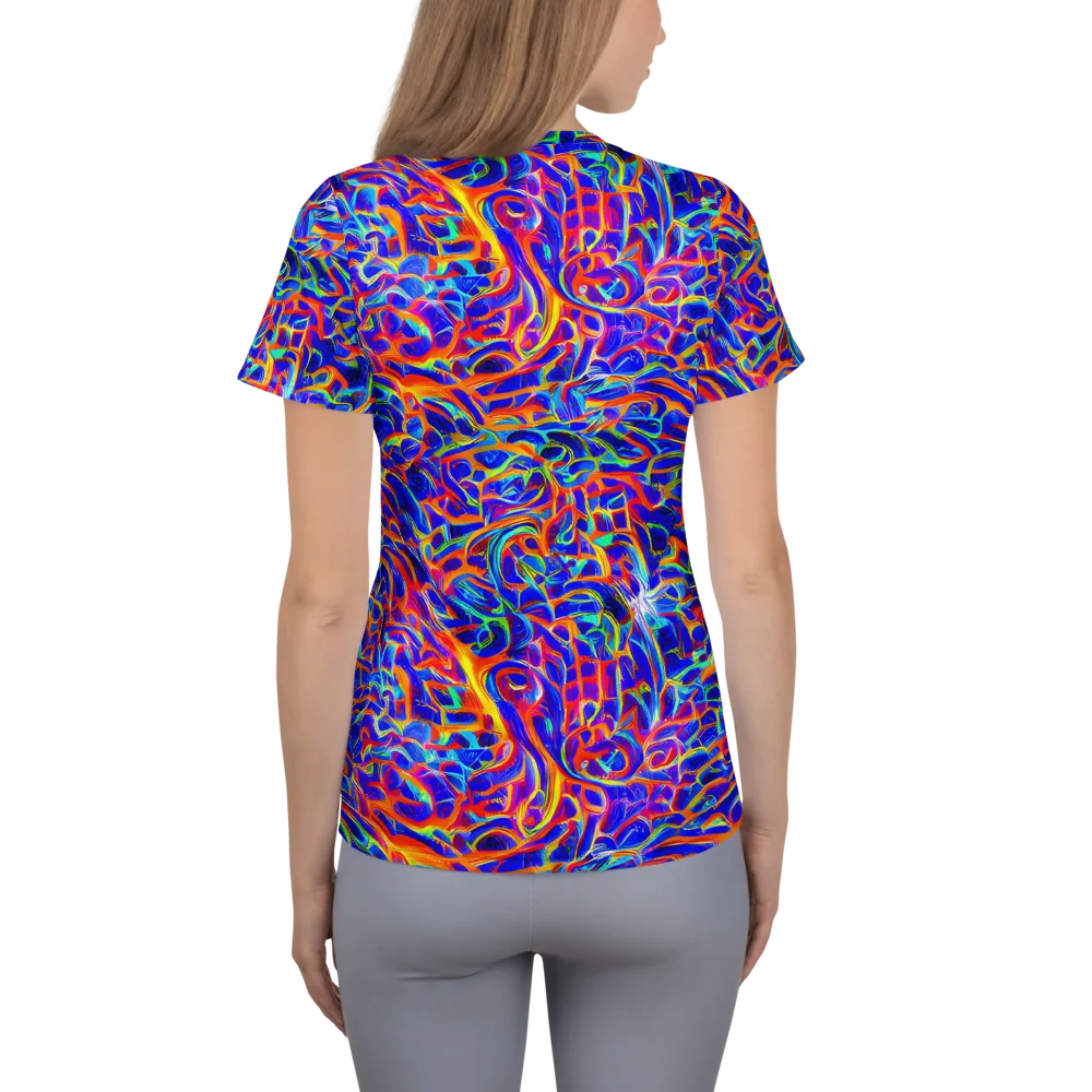 Fluorescent Fury on Women's Athletic T-Shirt — Back
