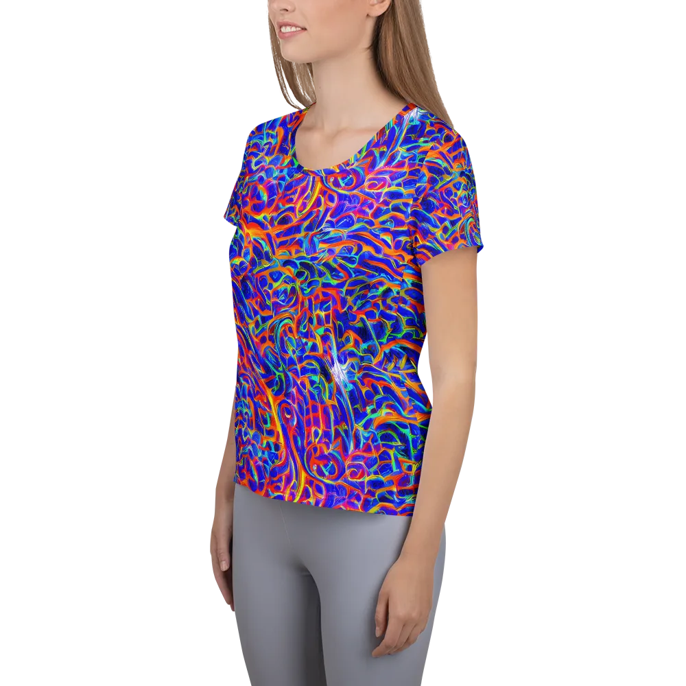 Fluorescent Fury on Women's Athletic T-Shirt — Left
