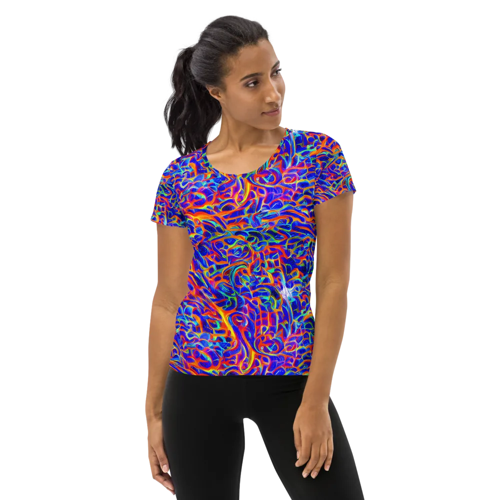 Fluorescent Fury on Women's Athletic T-Shirt — Front