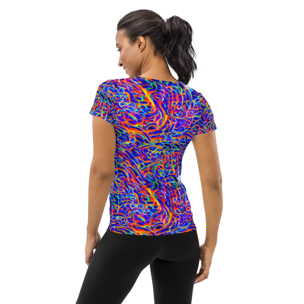 Fluorescent Fury on Women's Athletic T-Shirt — Back