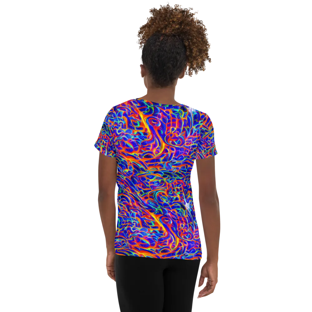 Fluorescent Fury on Women's Athletic T-Shirt — Back