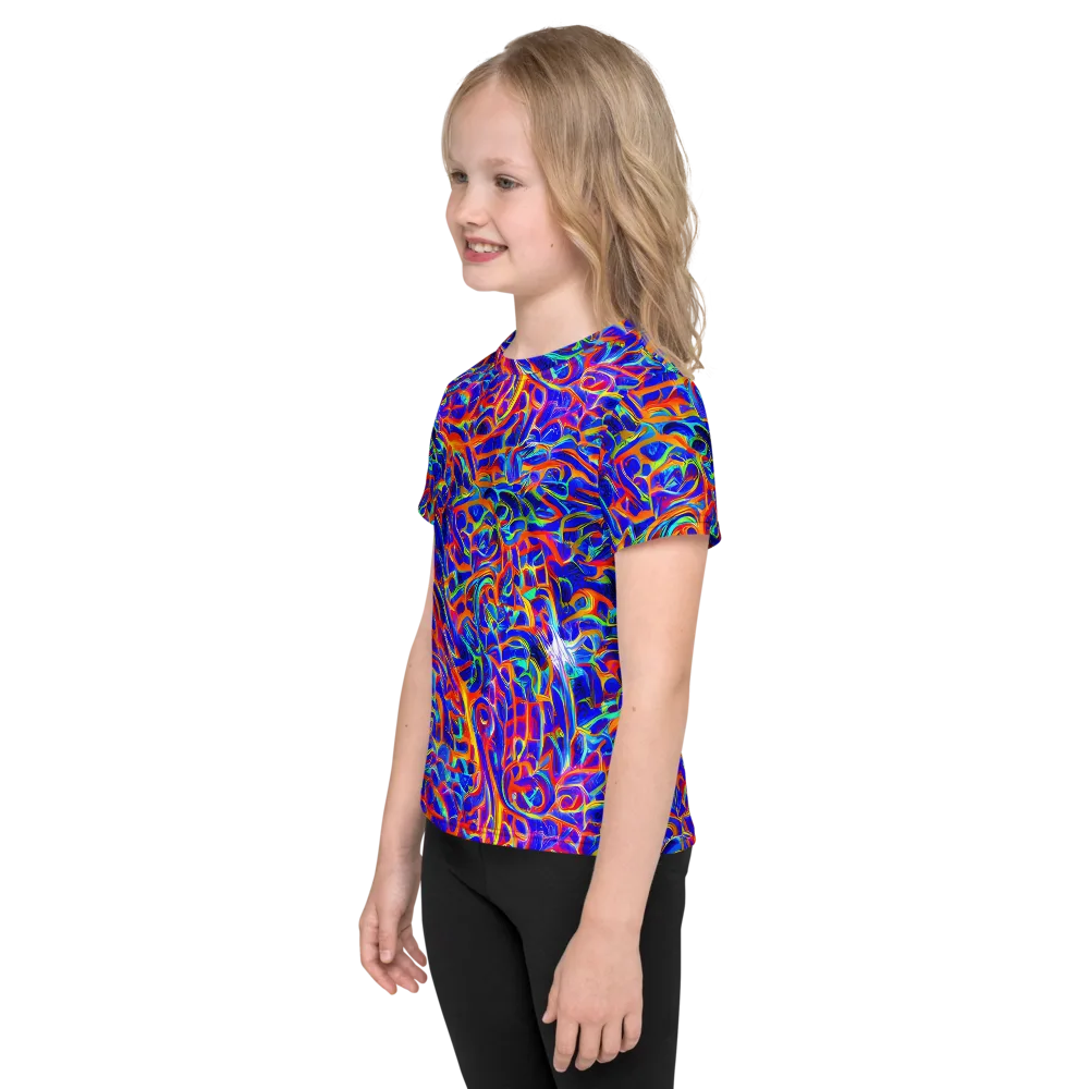 Fluorescent Fury on Kids Crew Neck T-Shirt — Left