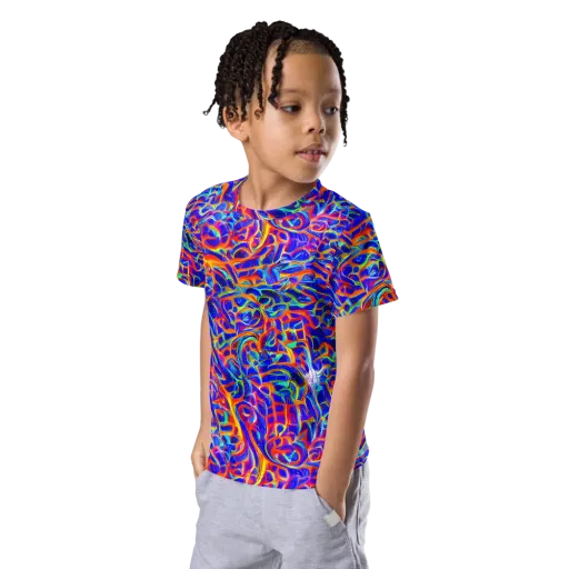 Fluorescent Fury on a Kids Crew Neck T-Shirt