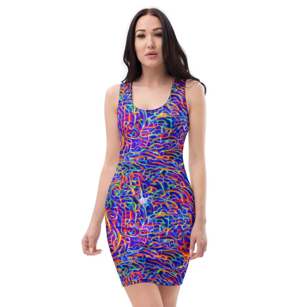 Fluorescent Fury on Bodycon Dress — Front
