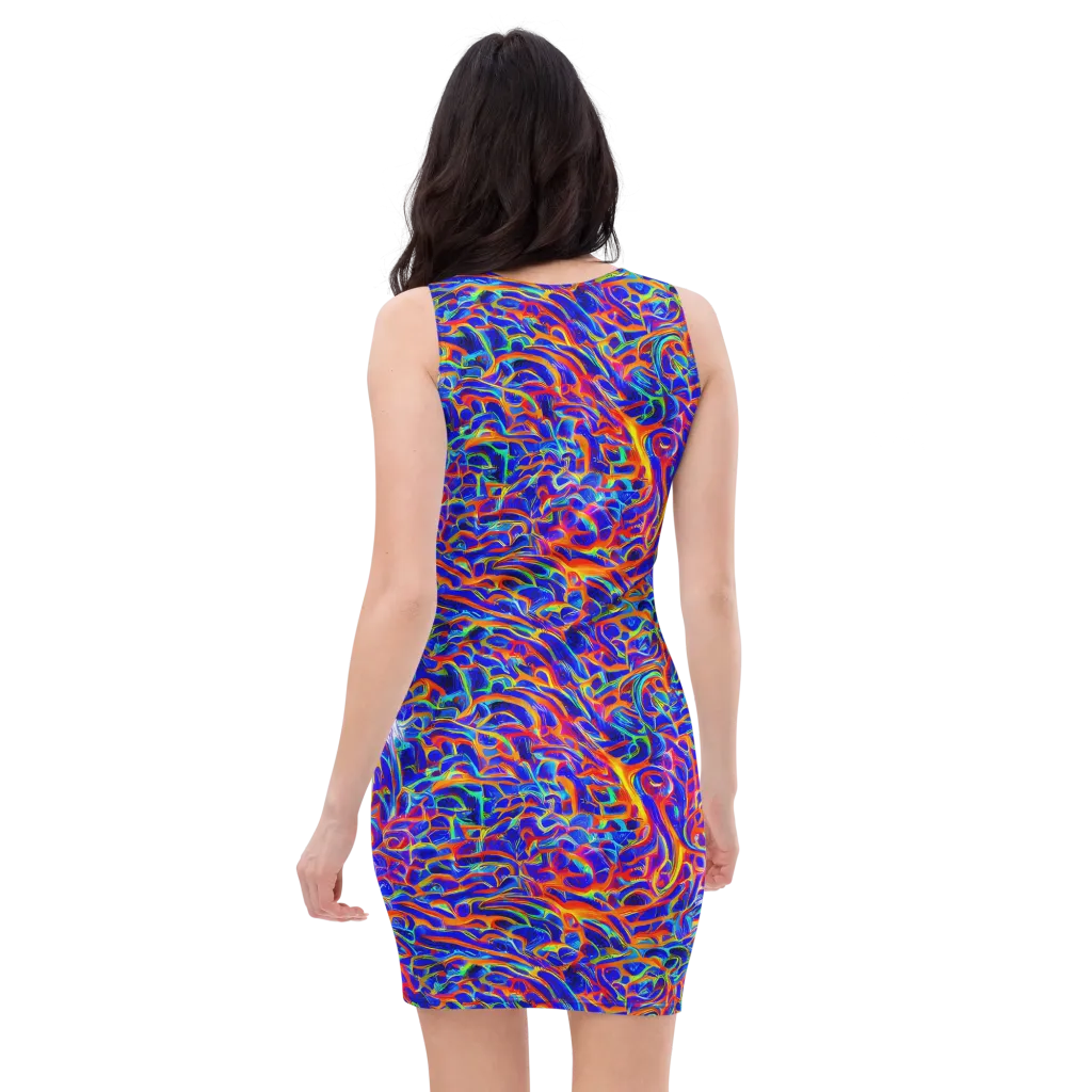 Fluorescent Fury on Bodycon Dress — Back